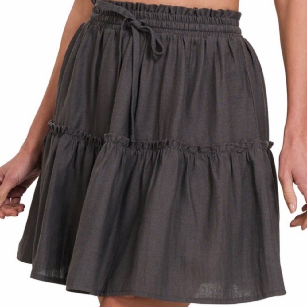 Soft Linen ruffled mini skirt XL